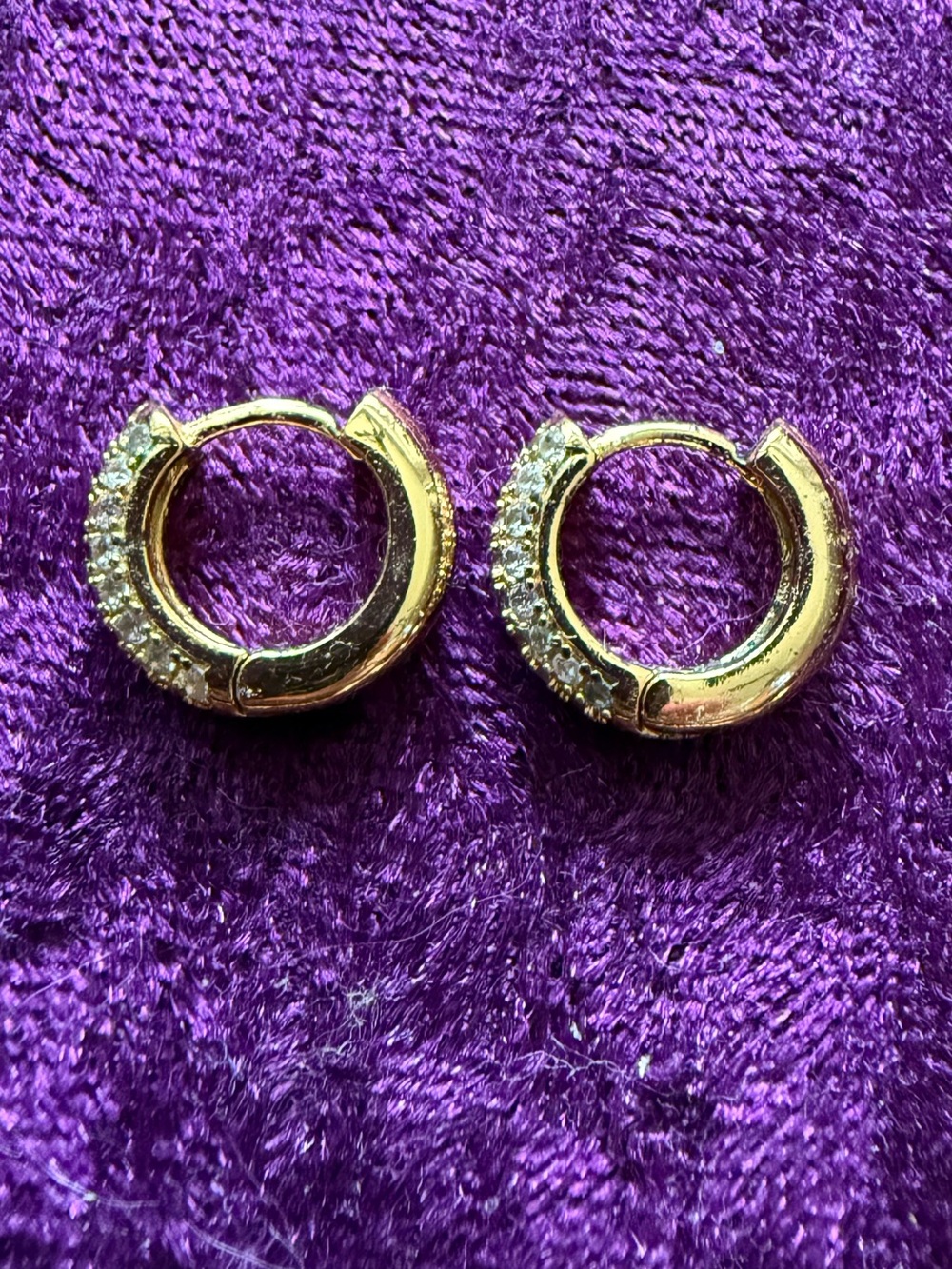 Gold Pave Hinge Huggie Hoop Earrings